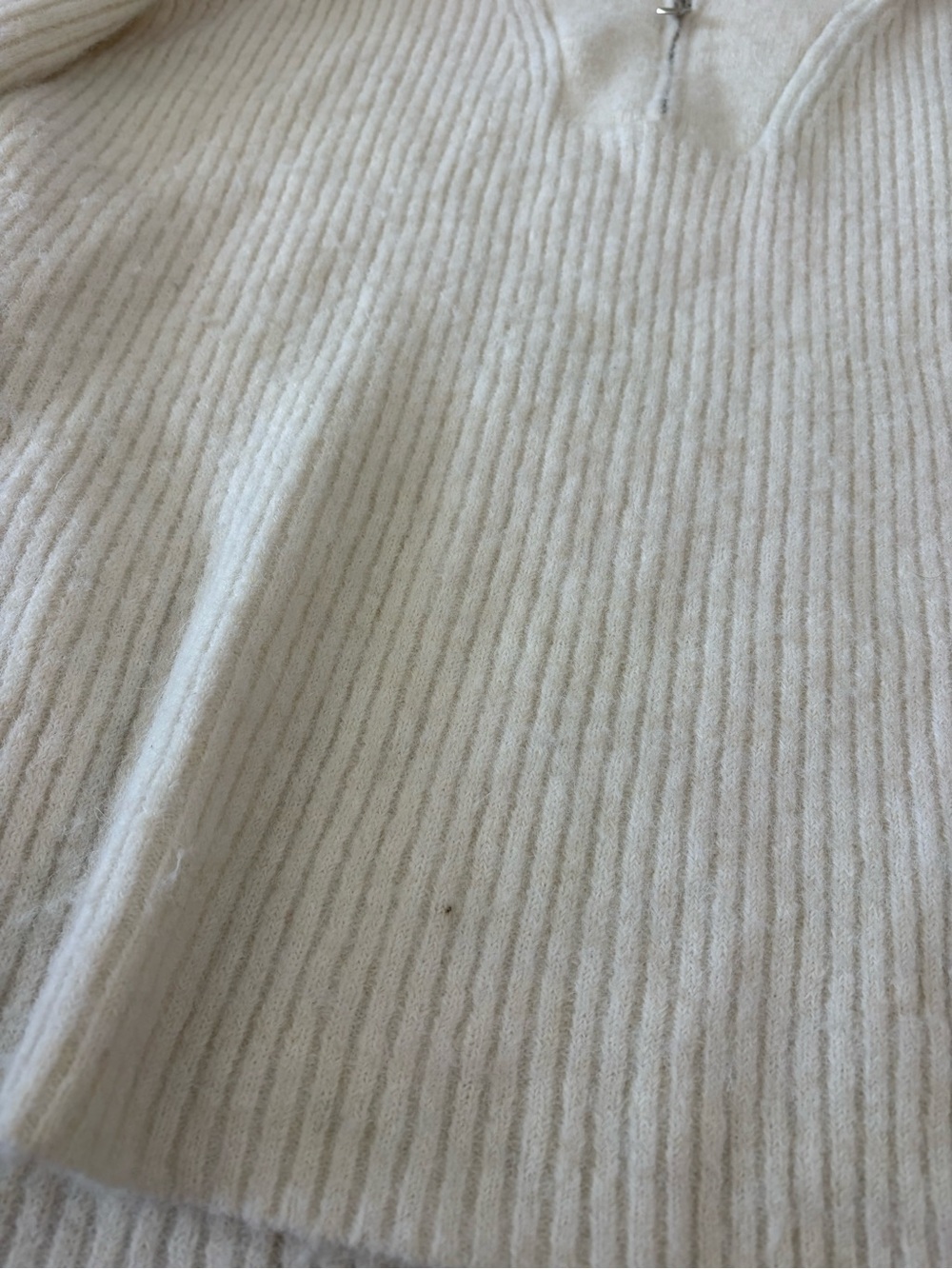 Cream Half-Zip Ribbed Sweater - Picture 4 of 5